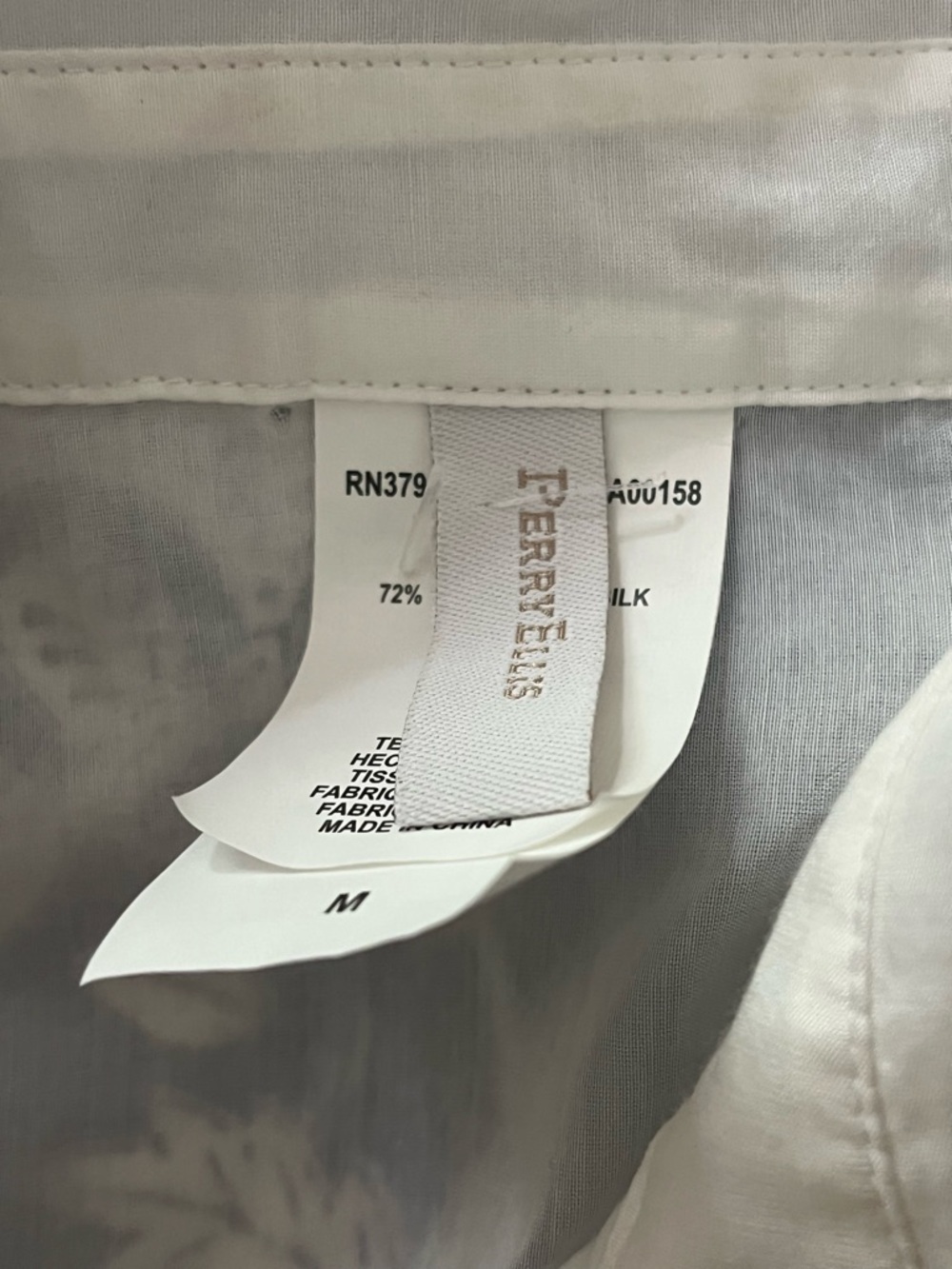 NWT Vintage Deadstock Perry Ellis Silk-Cotton Relaxed Fit Ivory Blouse/Tunic M - Picture 4 of 7